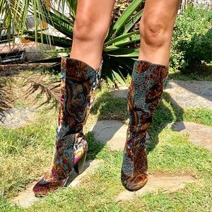 Born crown Velvet paisley boots